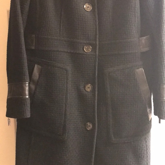 Wool leather trim coat - Picture 5 of 8